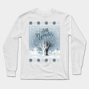 Winter Holiday Fairy Tale Snowy Forest and Reindeer Long Sleeve T-Shirt